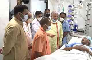 UP CM Yogi Adityanath with ailing former CM Kalyan Singh (ANI)