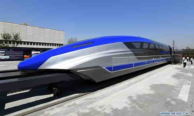 China's first high-speed maglev train testing prototype in Qingdao