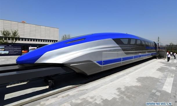 China's first high-speed maglev train testing prototype in Qingdao
