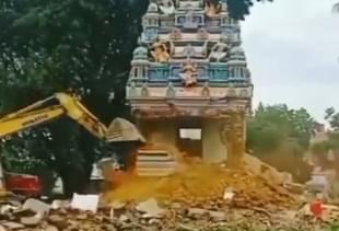 A screengrab of temple demolition (Pic via Twitter)