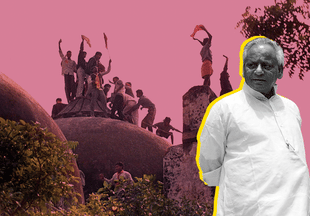 Kalyan Singh and karsevaks atop the disputed structure