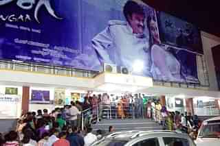 Crowds at a single-screen theatre in Bengaluru.