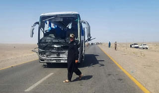 Bus targeted by a suicide bomber in Balochistan in August 2018. 
