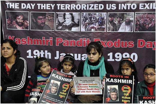 Kashmiri Pandits at a protest rally.
