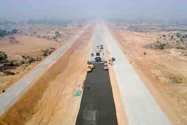 Construction underway in Package 4 of the Bundelkhand Expressway. (UPEIDA)