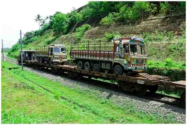 A Ro-Ro service carrying trucks.