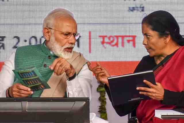 Prime Minister Narendra Modi with Finance Minister Nirmala Sitharaman