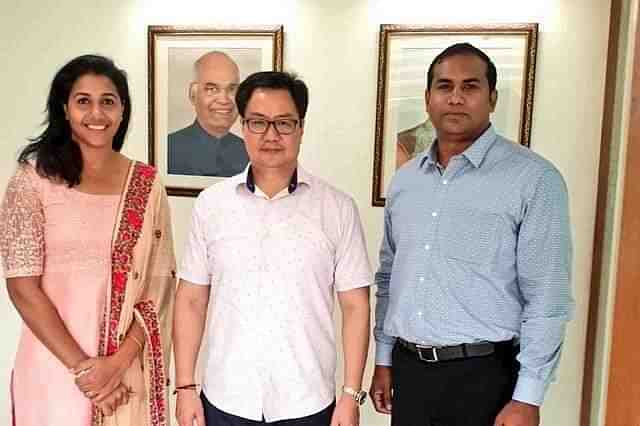 Anju Bobby George with former sports minister