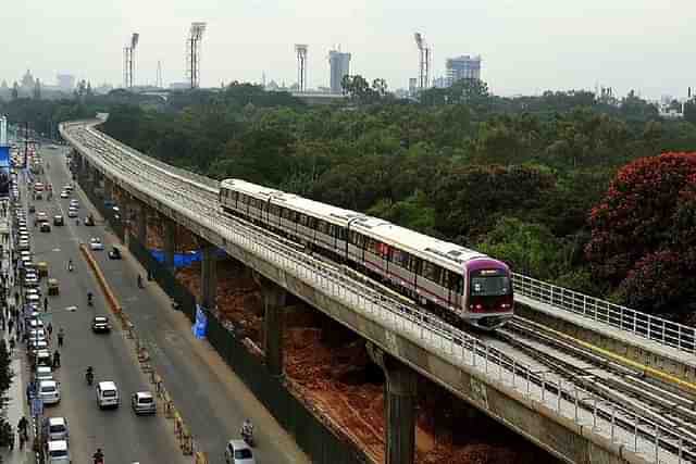 A Namma Metro train. (Photo credit: Manjunath Kiran/AFP/GettyImages)