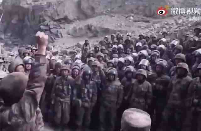 A screengrab from a new Chinese video of the Galwan Valley clash. 