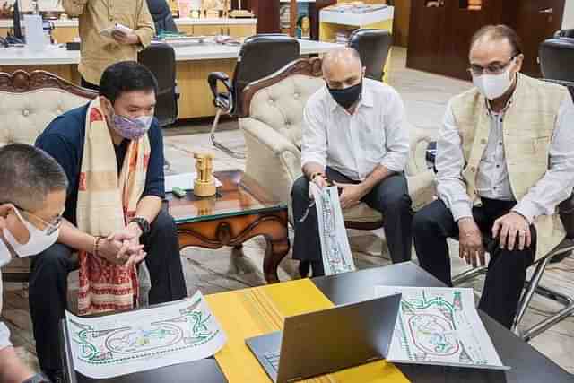 CM Pema Khandu reviewing the plans of toy train project in Tawang (@PemaKhanduBJP/Twitter)