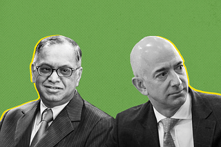 Nagavara Ramarao Narayana Murthy (left) and Jeff Bezos (right)