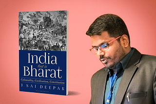Author J Sai Deepak and his book's cover.