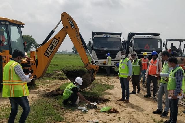 Construction equipment arrived on the site of Noida International Airport, Jewar (@spgoyal/Twitter)
