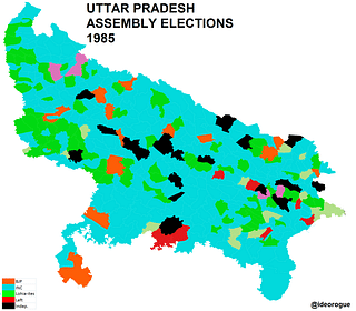 Map 1: Uttar Pradesh assembly election results 1985