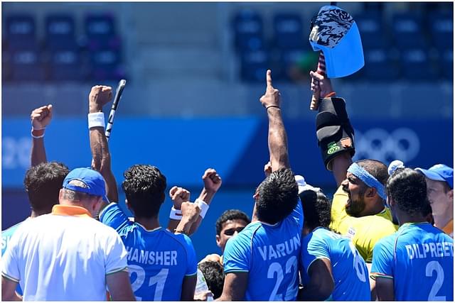 The Indian men's hockey team after winning the bronze in Tokyo 