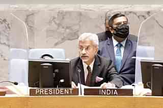 EAM S Jaishankar chairing the UNSC meet (Pic Via Twitter)