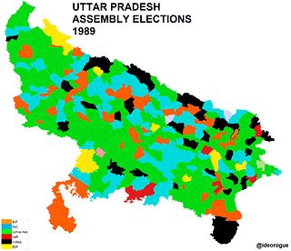 Map 2: Uttar Pradesh assembly election results 1989