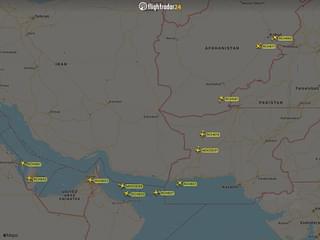 A dozen US heavy lift aircraft at work in and out of Kabul. (Flightradar24/Twitter)

