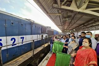 Flagging off ceremony of the first textile parcel train (Western Railway)