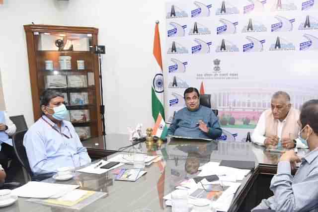 Union Road Transport Minister Nitin Gadkari at the NRSC meet (Pic Via Twitter)