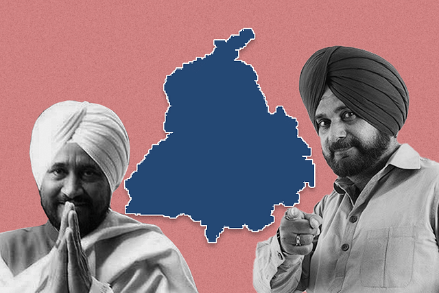 Charanjit Singh Channi (left) and Navjot Singh Sidhu (right)