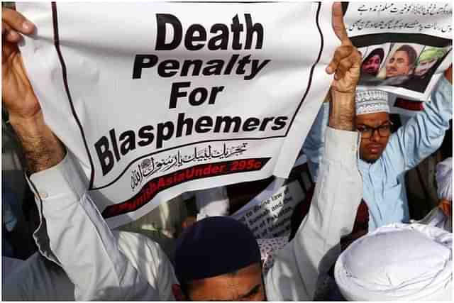 Anti-blasphemy protesters in Pakistan.