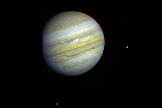 Jupiter and Three Galilean Satellites. Photo taken 5 February 1979 by Voyager 1 spacecraft. (Source: NASA/JPL)
