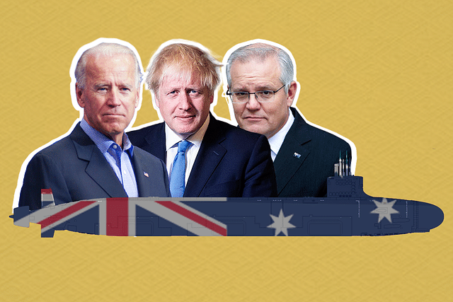 US President Joe Biden, British Prime Minister Boris Johnson and Australian Prime Minister Scott Morrison. 