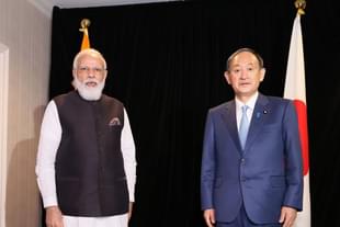 Prime Minister Narendra Modi with Suga Yoshihide, Prime Minister of Japan (@EOJinIndia/Twitter)