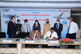 HAL and Alliance Air signing a lease agreement on 26 September (Photo: HAL/Twitter)