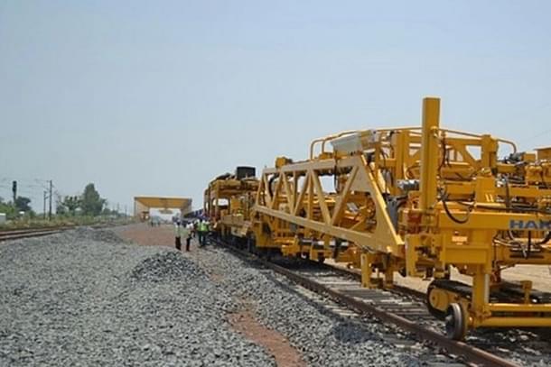 A railway line under construction.