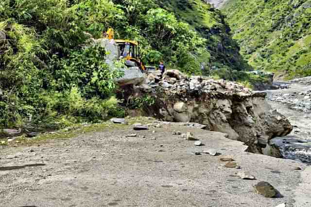 Flash floods and cloud burst washed away approximately 500 meters of road in on Pithoragarh-Tawaghat National Highway (Pic Via Twitter)