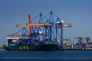 A ship anchored at Visakhapatnam Seaport. (Abhijit Bhatlekar/Mint via Getty Images)