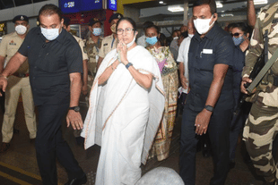 Mamata Banerjee arrives in Goa on 28 October 2021. (Photo: AITC Goa/Twitter)