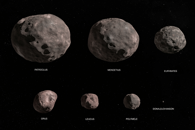 Illustration of all the asteroids that Lucy will encounter during its 12-year journey. (Image Credit: NASA/Goddard Space Flight Center Conceptual Image Lab)