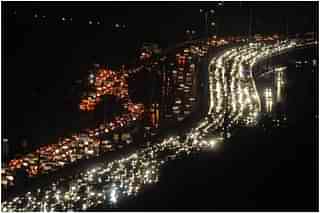 Vehicles stuck in long traffic jam at Delhi-Gurgaon expressway. (Parveen Kumar/Hindustan Times via Getty Images) 