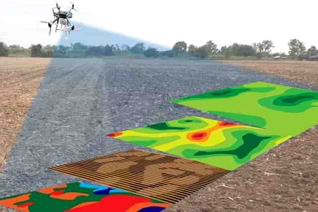 A representation of drone-mounted ground penetrating radar