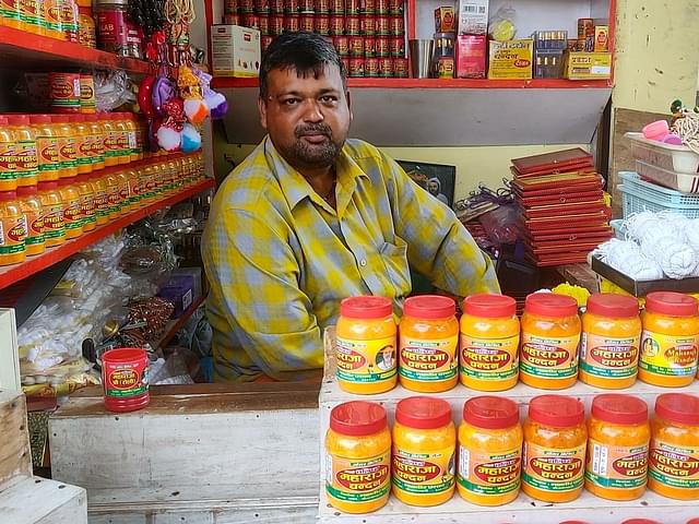 A shopkeeper outside Kanak Bhavan in Ayodhya