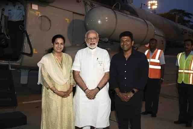 PM Modi also shared his picture with late Kannada actor Puneeth Rajkumar (Pic Via Twitter)