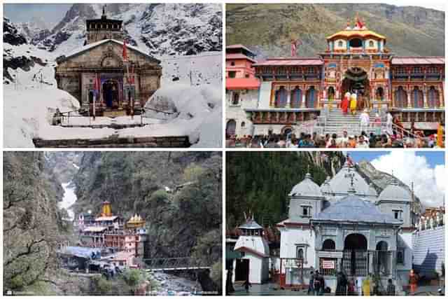 (Clockwise from top-left): Shri Kedarnath, Shri Badrinath, Gangotri and Yamunotri. 