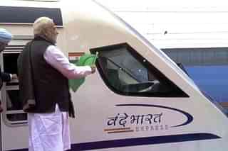 PM Modi flagging off Vande Bharat Express  (@BJP4India/Twitter) Representative image