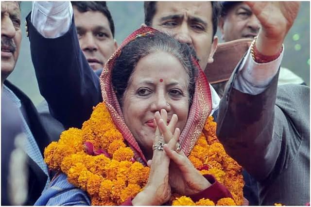Wife of Congress veteran Virbhadra Singh after emerging victorious.