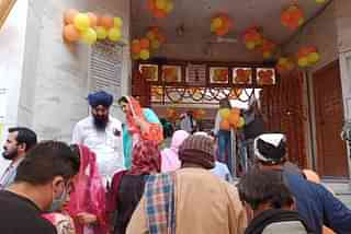 The entrance of Gurudwara Shri Guru Singh Sabha in Gurugram’s Sadar Bazar on 19 November