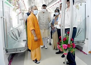 CM Yogi Adityanath inside a car of Kanpur Metro (MoHUA)