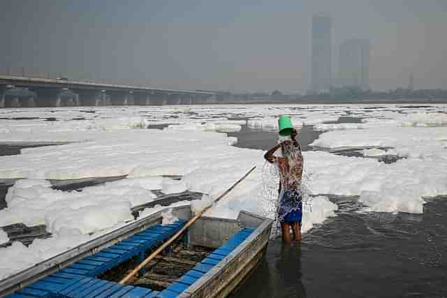 Toxic froth in Yamuna.