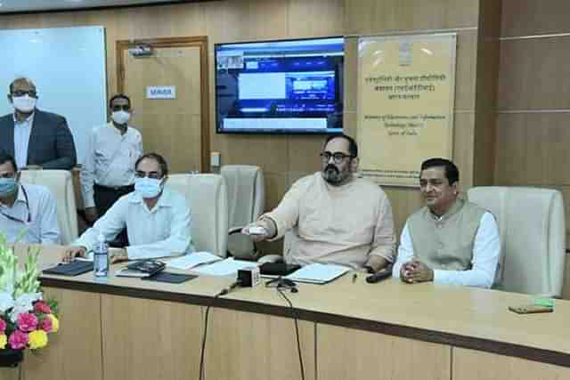 MoS IT Rajeev Chandrasekhar with RS MP from Uttarakhand Anil Baluni (Pic Via Twitter)