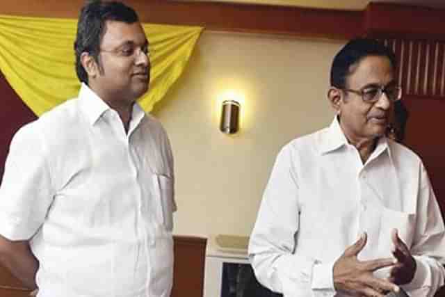  P Chidambaram (right) with his son Karti Chidambaram.
