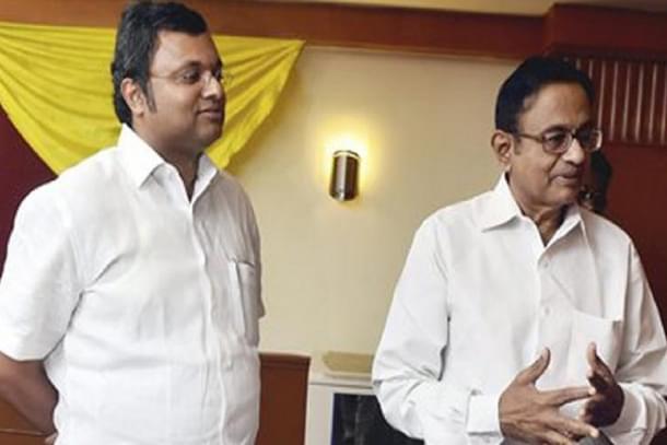 P Chidambaram (right) with his son Karti Chidambaram.