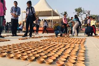 Lamps being arranged In Ayodhya